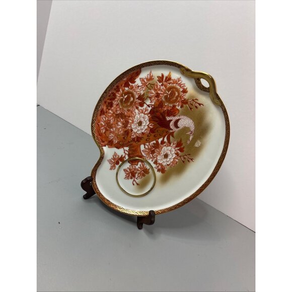 Vintage Japanese Imari Hand-Painted Porcelain Dish With Peacock & Floral Motif - Picture 3 of 11